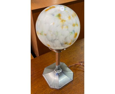 An Art Deco table lamp with globular shade. 