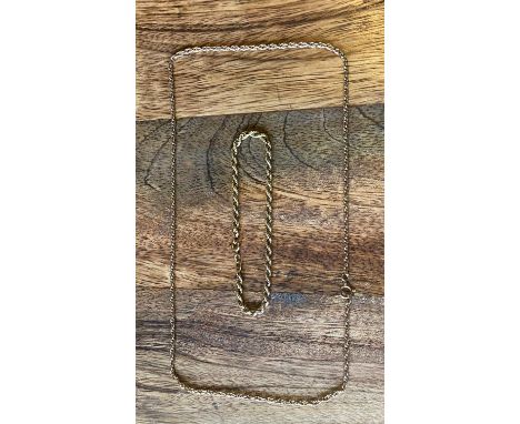 A 9ct yellow gold rope chain and bracelet. [chain-44cm, bracelet- 18cm] [7.65grams] 