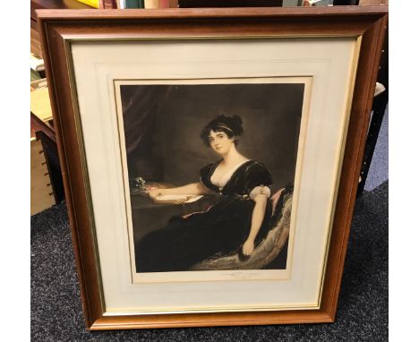 An early 20th century limited edition portrait print of Mrs Isaac Cuthbert, signed in pencil by engraver. [Frame 71x60cm] 
