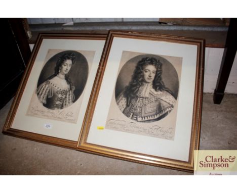 A pair of black and white portrait prints  