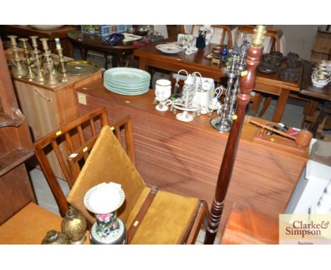 A 19th Century rail back chair; and one other  AF; and a modern standard lamp lacking shade