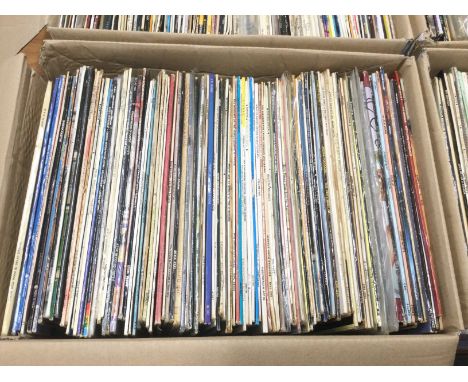 Six boxes of LPs by various artists including Bob Dylan, Eric Clapton, Johnny Cash, Rainbow and many more.