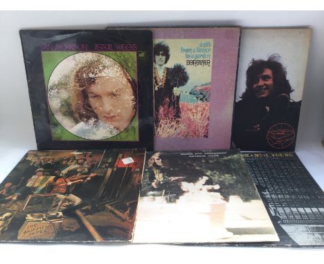 Two bags containing 12 folk rock LPs by various artists including Bob Dylan, Donovan, Quicksilver Messenger Service and other