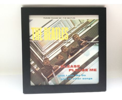 A framed Coalport ceramic picture of The Beatles 'Please Please Me' album cover, approx 36.5cm x 36.5cm.