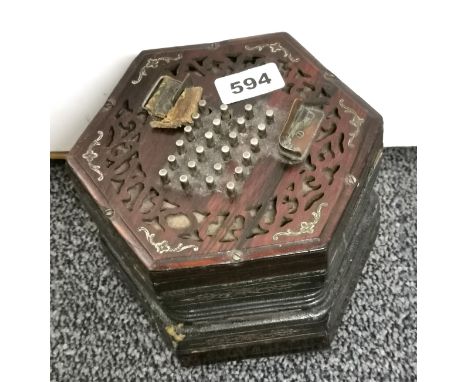 A vintage rosewood accordion, W. 18cm. Condition: bellows appear to be working.