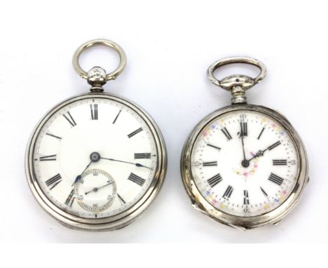 A French hallmarked silver open face pocket watch together with an English hallmarked silver open face pocket watch. Both und