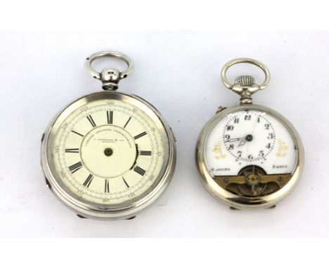 A large hallmarked silver open face pocket watch together with a further pocket watch. Condition : one understood to be in wo