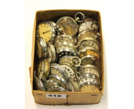 A box of vintage pocket watches. Condition: working condition unknown.