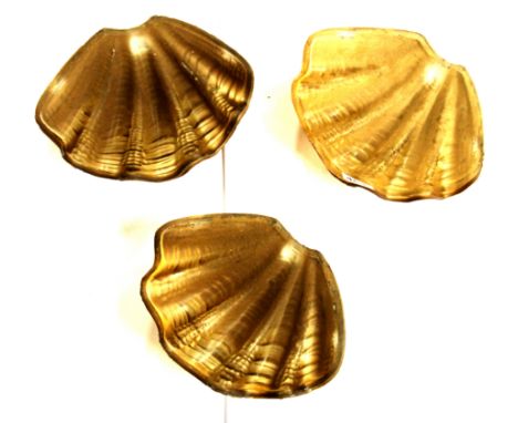 A set of six Art Deco glass shell lamp shades, W. 25cm.