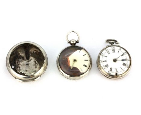 A hallmarked silver pair cased pocket watch together with a hallmarked silver pocket watch, London c. 1761 &amp; 1840. Condit