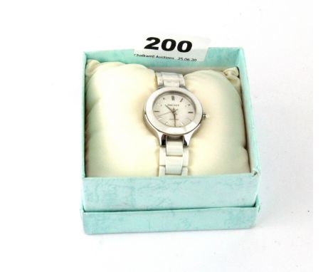 A ceramic lady's DKNY wrist watch. Condition : working order.