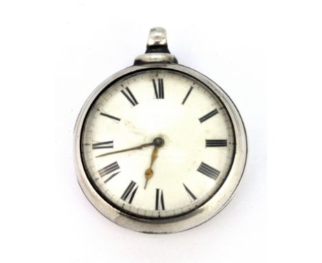 A hallmarked silver pocket watch with silver pair case and fusee movement, Birmingham, c. 1864. Condition : understood to be 