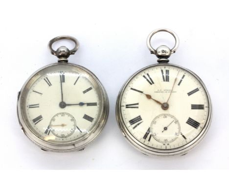 Two hallmarked silver open face pocket watches, London c. 1871 and Birmingham c. 1815 Condition : untested.