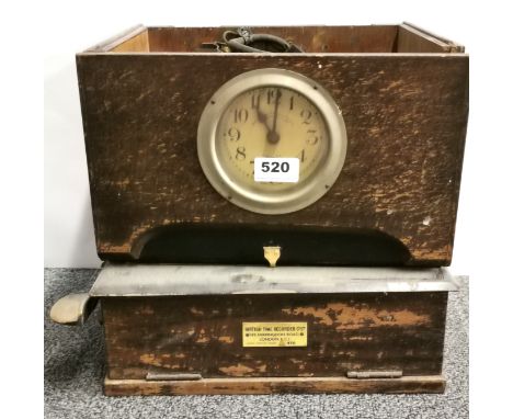 A British Time Recorder Company Ltd clocking in clock, size 36 x 32cm. Condition : untested.