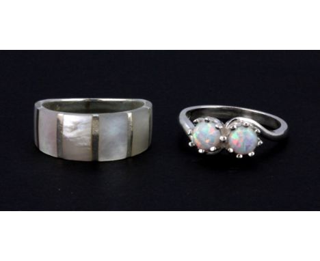 Two 925 silver stone set rings.