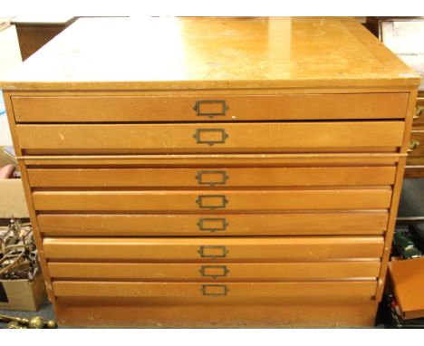 A large vintage shipping chart or plan chest, size 117 x 90 x 95cm.