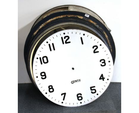 A vintage exterior wall mounted electric shop display clock frame, 82cm.