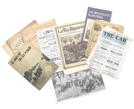 Assorted early motoring periodicals and ephemera,French and English text single loose issues and publications including: The 