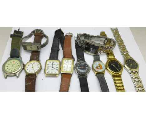 Ten wristwatches; Guess, Timex, Ricardo, etc. 