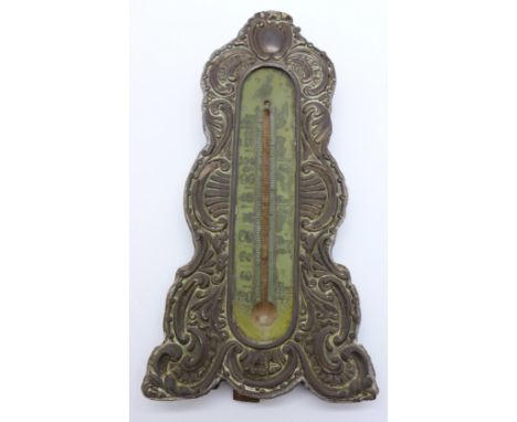 A silver thermometer stand/frame, a/f, (insert 96mm) 