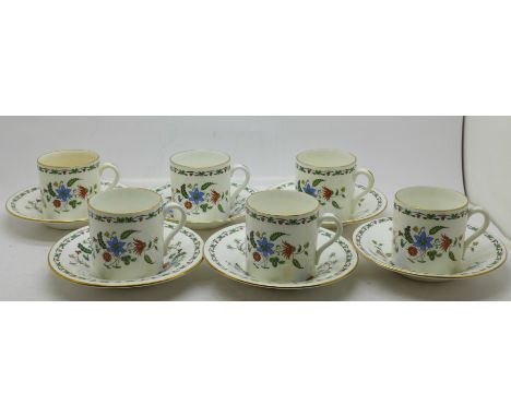 Six Shelley Chelsea coffee cups and saucers 