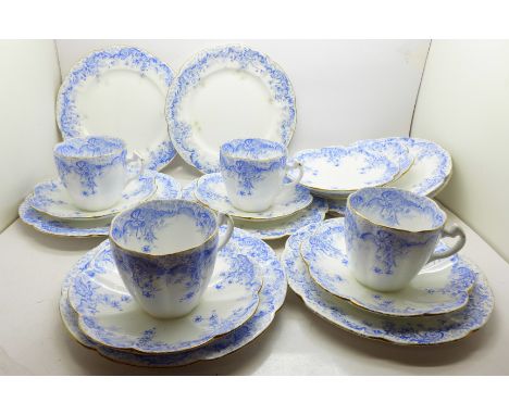 Six Wileman trios, two spare plates and three spare saucers 