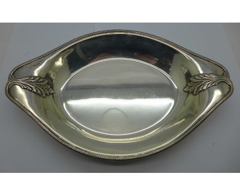 A silver dish, Sheffield 1925, Harrison Brothers &amp; Howson, 326g, 17cm x 26cm 