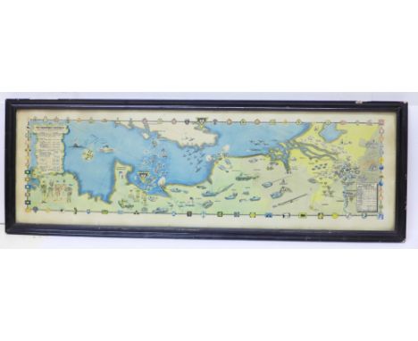 A print, 79th Armoured Division campaign, Northern France and Channel map, width 65cm 