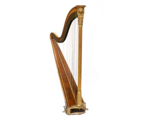 Esdoornhouten vergulde harp, Sebastien Erard (1751-1831); Uitgevoerd met acht pedalen. De klankkast met schilderingen van muz