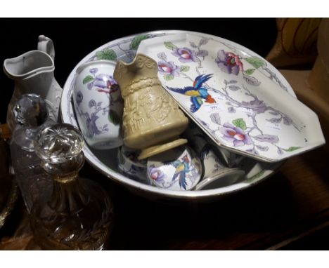 A Victorian ceramic wash set, etc.