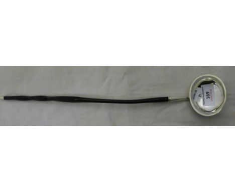 An early 19th century silver toddy ladle with a spiralled baleen handle, makers mark W. J. Possibly Aberdeen