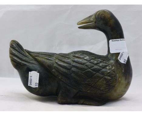 A Chinese hardstone model of a duck