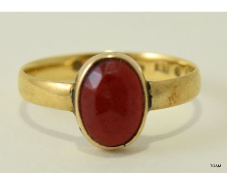 9ct gold ladies  antique style garnet ring size N