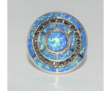 A silver & opal Art Deco style ring