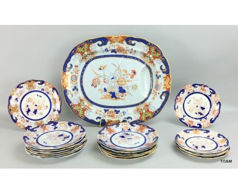 Ironstone Ashworth meat platter & dinner plates