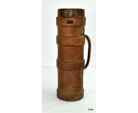 A Royal Navy cordite carrier made of cork & leather, marked with the War Department arrow and RCD for the Royal Chatham Docky