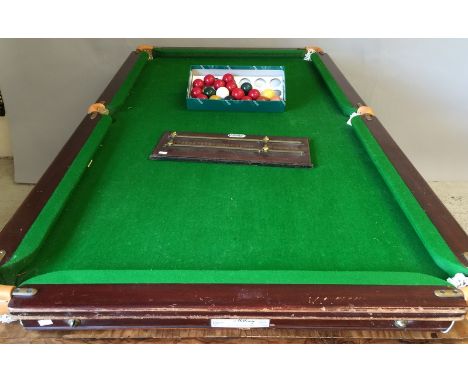 W Jelks & Sons slate top snooker table with balls & scorer. 160 x 90cm