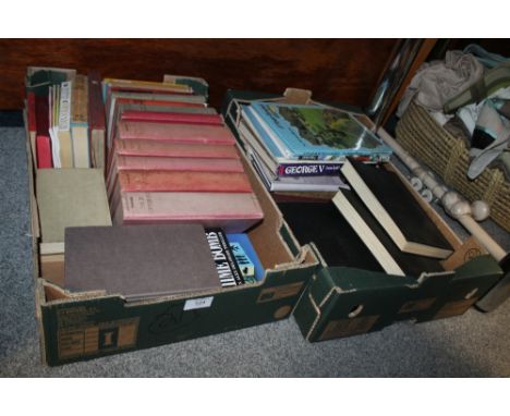 TWO TRAYS OF VINTAGE BOOKS TO INCLUDE CHARLES DICKENS AND MOTOR ENGINEERING