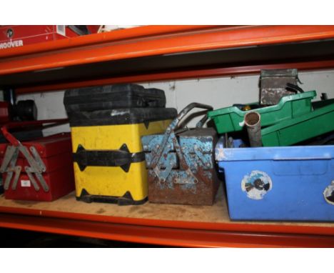 THREE TOOL BOXES PLUS CONTENTS TOGETHER WITH A TRAY OF ASSORTED TOOLS
