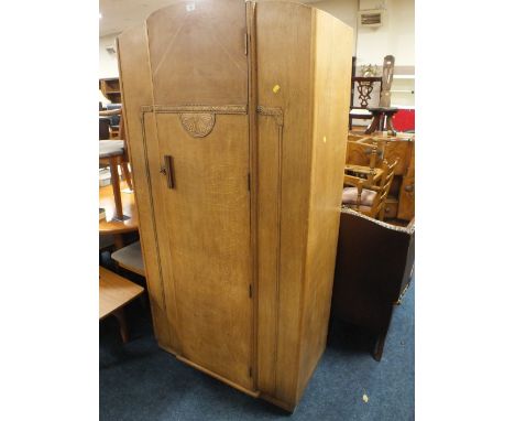 A SINGLE WARDROBE TOGETHER WITH A RETRO COFFEE TABLE  (2)