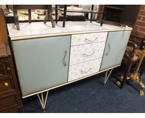 A VINTAGE FORMICA TOPPED SIDEBOARD
