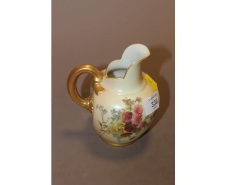 A GILDED VINTAGE ROYAL WORCESTER FLORAL JUG
