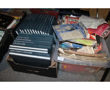 A BOX OF VINTAGE SHEET MUSIC TOGETHER WITH A COLLECTION OF THE EPIC OF FLIGHT BOOKS 