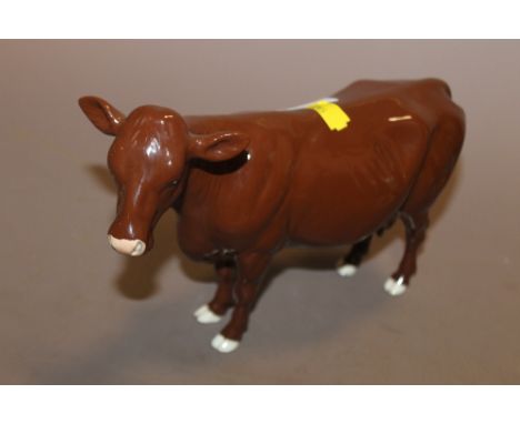 A LARGE BESWICK RED POLL COW FIGURE 