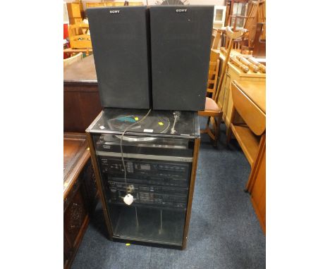 A VINTAGE SONY HIFI SYSTEM WITH SPEAKERS