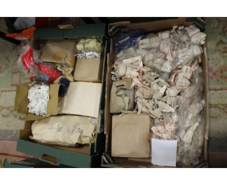 TWO BOXES OF ASSORTED VINTAGE SUSPENDER FASTENERS ETC.