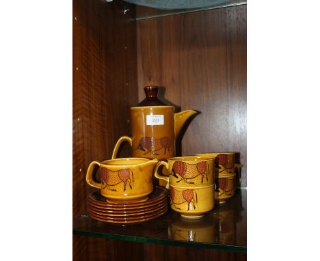 A ROYAL WORCESTER PALISSY CASUAL WARE PART COFFEE SET