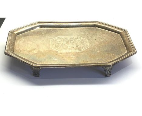 Fine antique Georgian silver tray with crest measures approx 25cm by 16.5cm London silver hallmarks date letter P makers weig