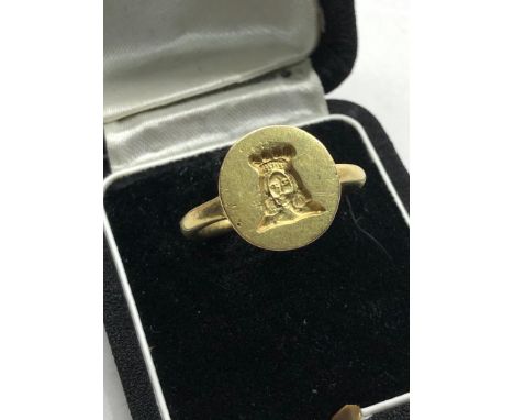 18ct gold seal ring weight 9.8g not hallmarked but acid tested as 18ct gold 