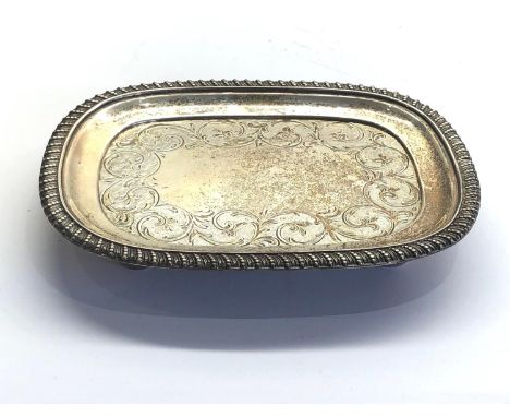 Georgian silver waiter tray London silver hallmarks measures approx. 17cm by 13cm weight 240g 